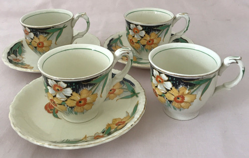 Art deco coffee cans saucers - coffee,