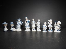 Vintage Job Lot of 9  Blue & White Porcelain Figurines