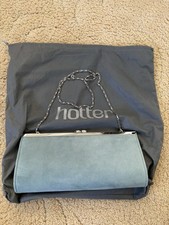 Hotter Women’s Clutch Bag With Chain Strap Pale Blue Suede Used Once Free Post