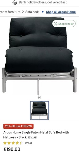 Argos single metal sofa - argos, bed