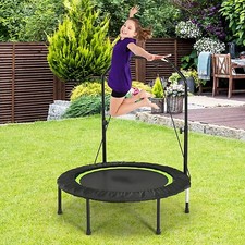 COSTWAY 103 cm Mini Trampoline Foldable Fitness Trampoline w/ Adjustable