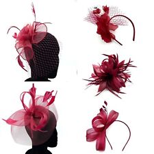 Burgundy Fascinator for Weddings, Races, Royal Ascot Ladies Day Hat Fascinator