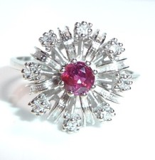 Ring 585 gold White gold 0.12ct diamonds 0.20ct ruby size 55/17.5 mm changeable