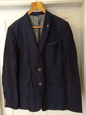 Ted Baker Linen Jacket Blazer Size 6 XL Mens Blue