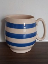 Staffordshire Chef Ware Ironstone Blue Striped 4" Milk Jug  Vintage Cornishware 