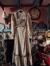 Vintage 1960s/70s Handmade Cotton Prairie Maxi Dress.Good Condition.Fit Uk 10.