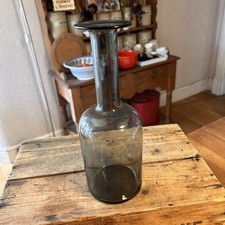 Vintage Holmegaard Otto Brauer Cobalt Grey Glass Gulvase Gul Vase – Great!