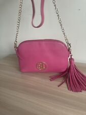 Ben De Lisi Bellport Leather Crossbody Bag In Pink With Tassel New 