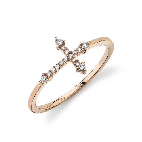 Diamond cross ring 14kt rose - 14kt,
