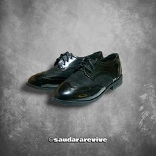 Primark Women’s Black Patent Oxford Shoes – Wide Fit, Real Leather Insole