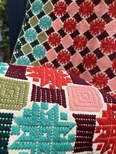 Vintage 1930s / 1940s Swedish Hand Embroidered Fabric Panel