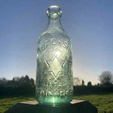 S. Blackshaw Bitters Stockport Traditional Victorian Clear Green Glass Bottle