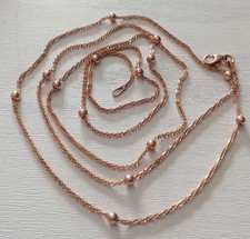 Rose Gold Overlaid Sterling Silver Italian Ball Station Chain 74 cm Total...