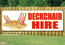 DECKCHAIR HIRE SIGN BANNER BEACH CHAIR RENT SIGN waterproof PVC + Eyelets