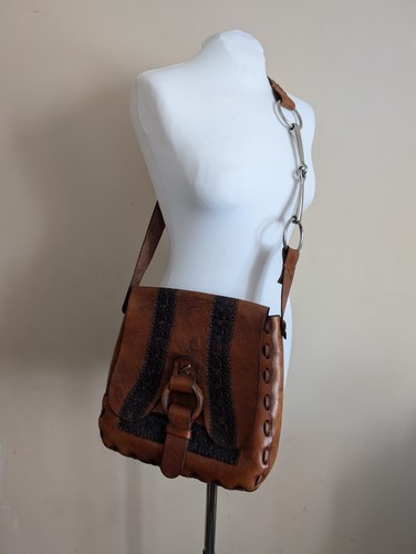 Leather vintage crossbody - leather,
