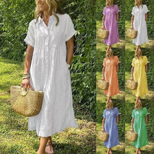 Ladies long striped dress - ladies,