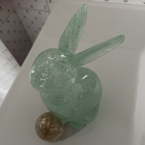 Rabbit green glass with gold - rabbit,
