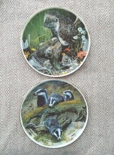 2 X Vintage 1960s Royal Vale Collectors Plates Hedgehogs Badgers VGC
