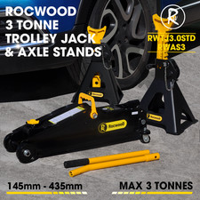 Trolley Jack 3 Ton Tonne Hydraulic Floor Jack 145-435mm & 3T Axle Stand Set