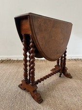 Antique Victorian Flamed Walnut Small Sutherland Coffee Lamp Table Wells & Son