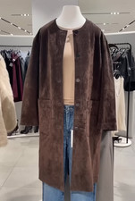 ZARA BNWT 2025. BROWN CHOCOLATE LEATHER COAT LONG JACKET. 6318/234/700