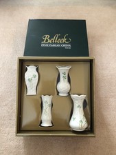 Boxed Set Of Belleek Fine Parian China mini Vases - Unused
