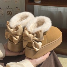 Women Faux Fluffy Fur Lined Warm Ladies Ankle Winter Snugg Shoes Boots
