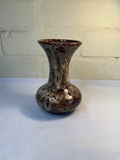 Fosters Pottery Cornwall brown drip glaze flower vase retro vintage 13cm