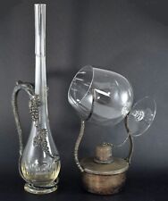 VINTAGE P.H.V. & Co SILVER PLATE BRANDY COGNAC GLASS WARMER and DECANTER c1950