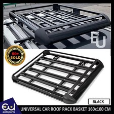 1.6 UNIVERSAL ALUMINIUM ROOF RACK BASKET TRAY LUGGAGE CARGO CARRIER BLACK 160 CM