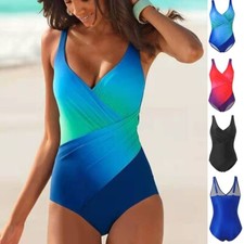 Women Ladies Padded Monokini Tummy Control Costume Swimming Swimsuit Swimwear