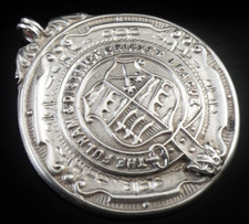 Sterling Silver Fulham Cricket League Pocket Watch Fob Medal, Sanders & Co 1931