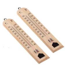 2 x Wooden  Garden Thermometer