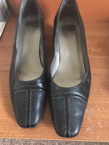 Ladies lotus black heeled - black,