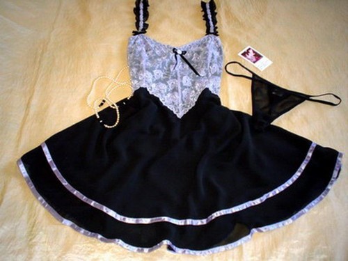 Sheer babydoll nightie thong - sheer,