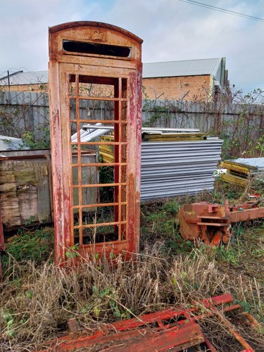 Red telephone box booth kiosk - red,