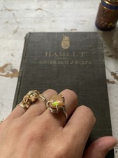 VTG Natural Mexican Fire Opal Sterling Silver Brutalist Prong Set Ring Size 7