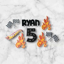 Hot Wheels Cake Topper and Charm Set Personalised With Name And Age 