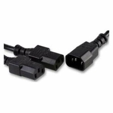 2M IEC C14 PLUG TO 2 x  IEC C13 SOCKETS Y SPLITTER CABLE