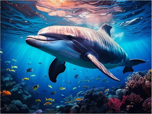 Tile mural dolphin - tile,