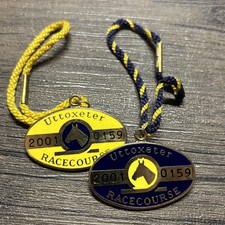 2 x Horse Racing Members Enamel Badges, Uttoxeter Racecourse, 2001 #0159.