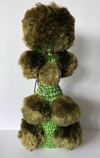 FAB VINTAGE RETRO KITSCH NOVELTY FUR POM POM POODLE DOG COVERED GLASS BOTTLE