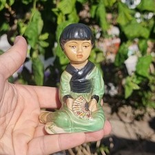 Mid Century Branksome China Figurine – Seated Girl with Fan – England