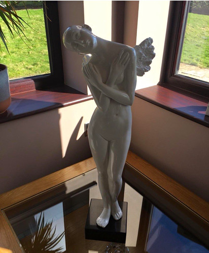 Grey ceramic nude woman - grey,