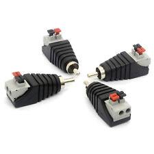 4X RCA Phono Male Press-Type Wire Terminals, Solderless Audio Plug, Tool-Free