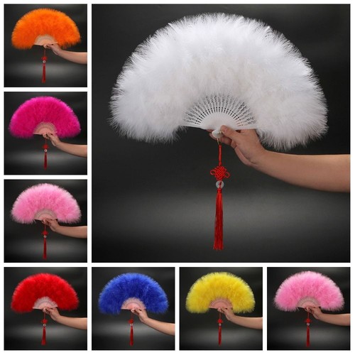 Vintage feather fan handheld - fan,