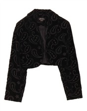 MONSOON Womens Twilight Bolero Jacket UK 12 Medium Black Paisley Cotton YP15