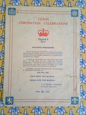 Souvenir Programme for QE II Coronation Celebrations 1953 for Coton Cambs