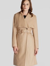 Ted Baker Madigan Camel Shawl Wrap Wool Cashmere Long Coat Size 1 UK 8