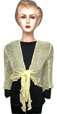 New Womens Tie Up Open Front Shrug Ladies Knitted Cropped Bolero beach summer